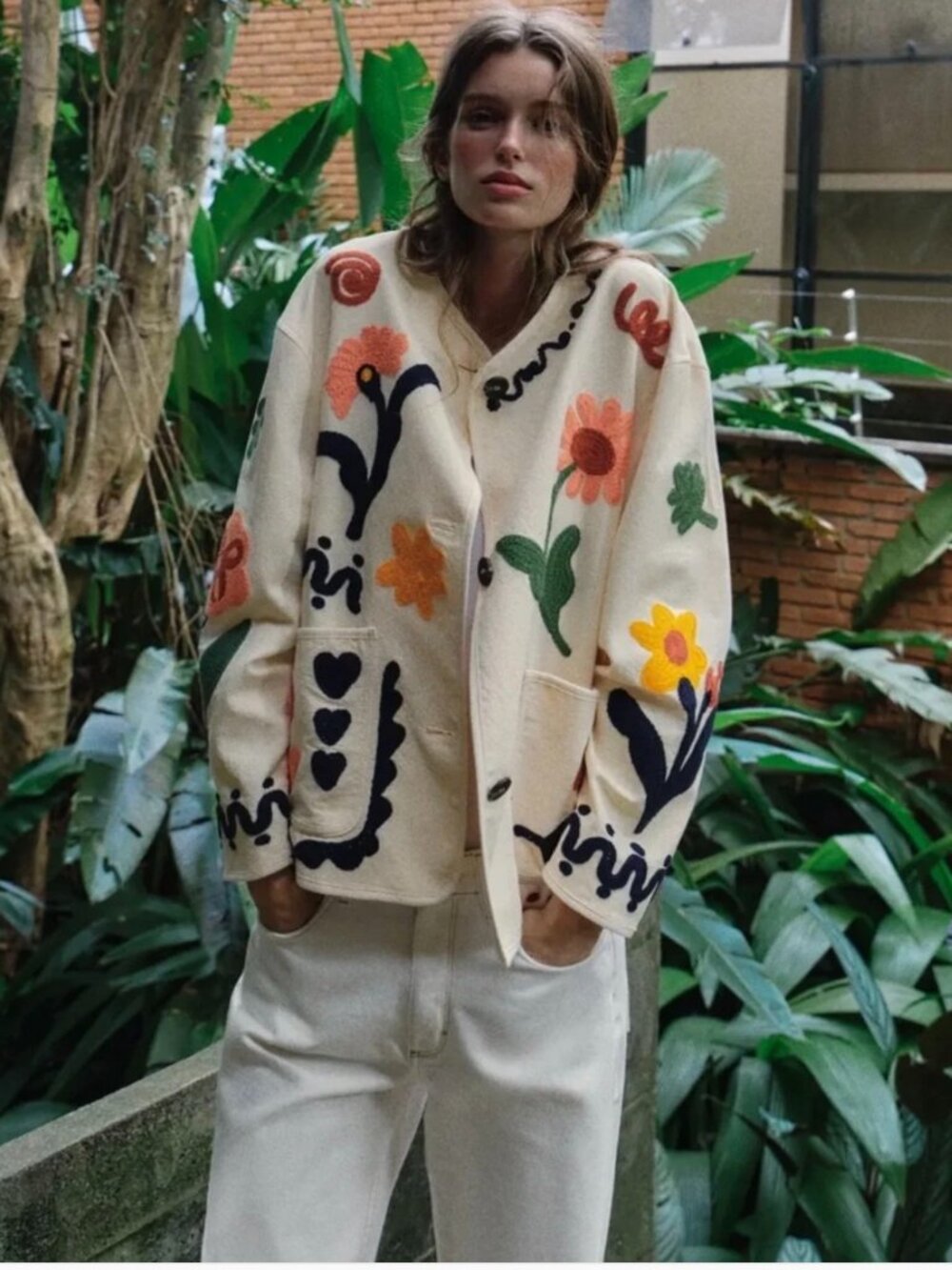 ZARA WOMAN SS26 100% COTTON FLORAL EMBROIDERED CARDIGAN ECRU 3046/106/712 - Picture 4 of 6